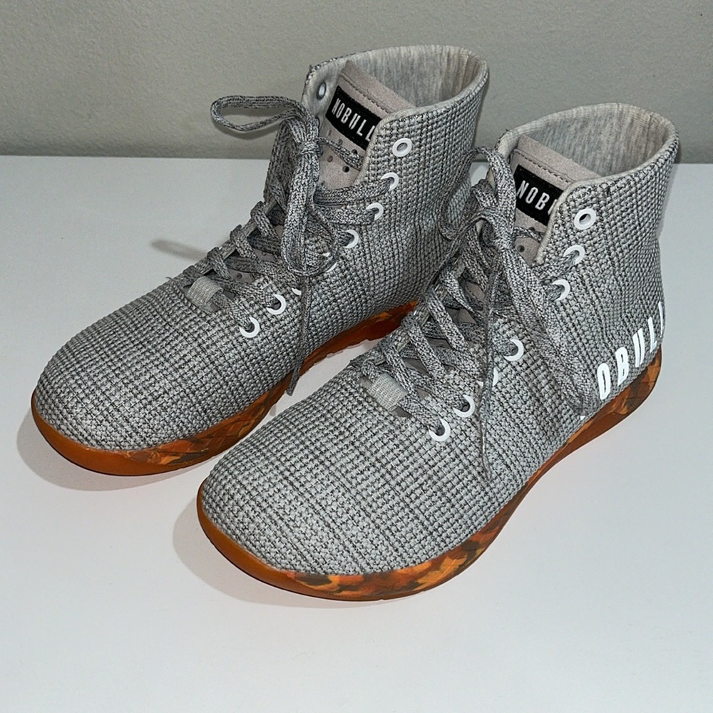 NOBULL Textured Gray and Brown High-Top Sneakers